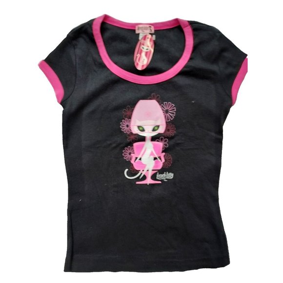 Vintage French Kitty by Mighty Fine Womens Top, Hair Salon, Black, Medium - Picture 2 of 4